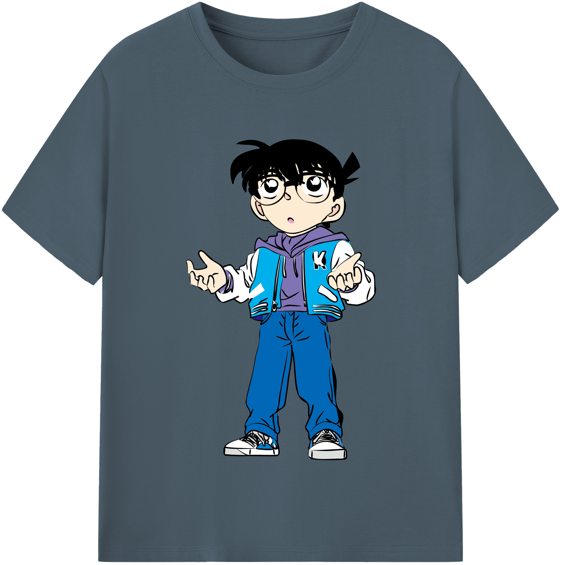 （画像用） 名探偵コナン 江戸川 コナン Detective Conan Conan Edogawa 綿100％半袖Tシャツ（フロントプリント）
